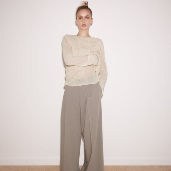 ZARA Wool Blend Knit Sweater Size M NWT Cream - Picture 4 of 9